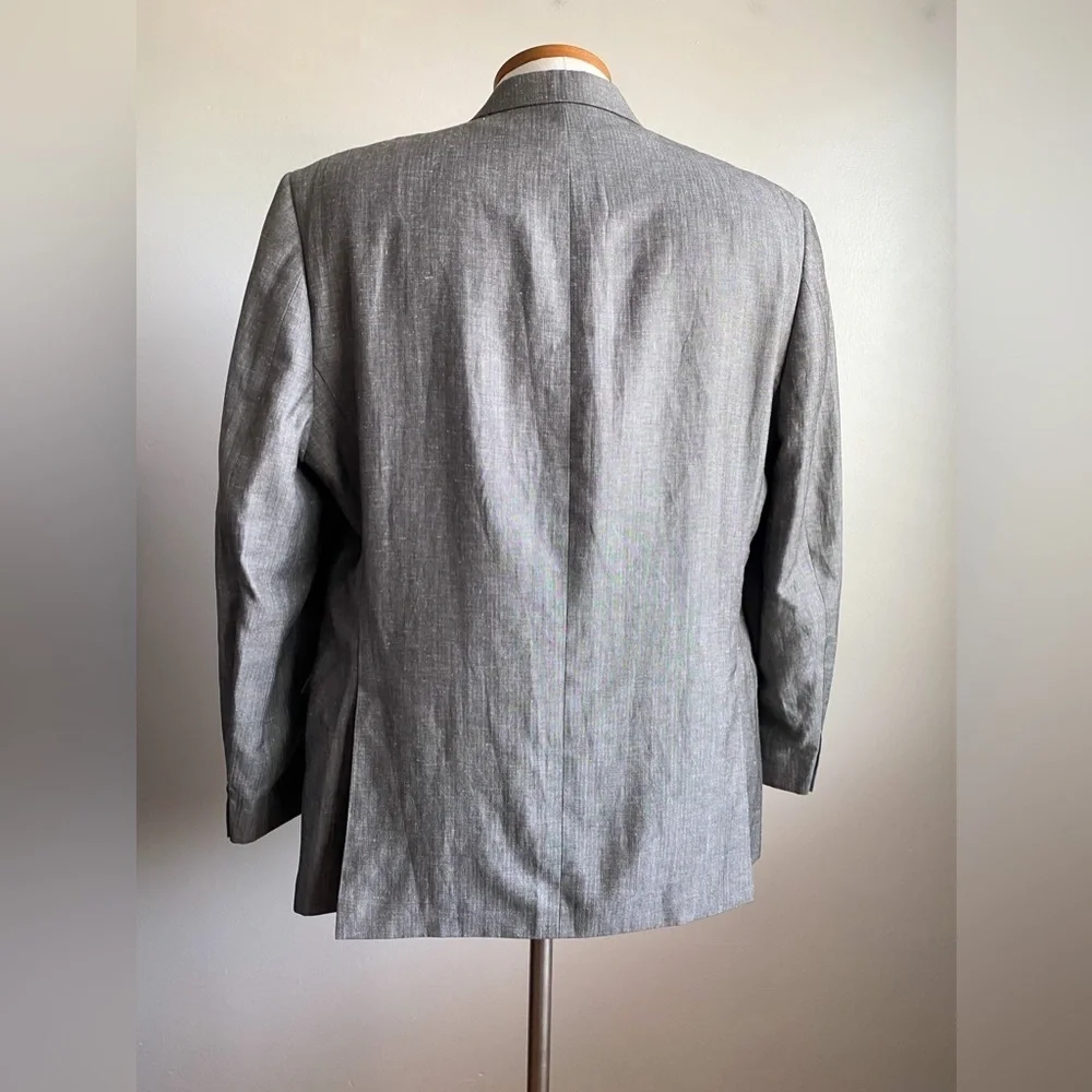 Calvin Klein Linen Wool Gray Men Blazer Sport Coat Suit Jacket 46R